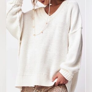 Free People Ali V-Neck Sweater Size L